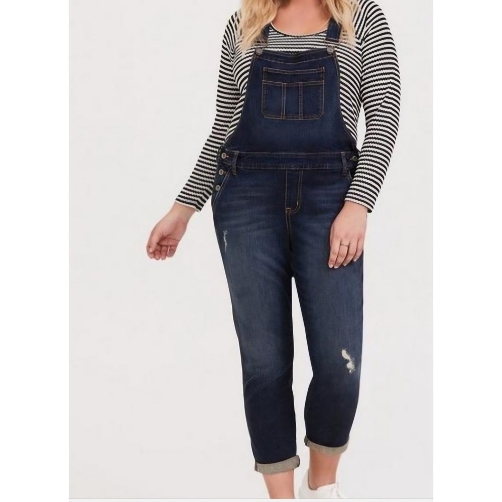 Torrid SZ 10 Blue Denim Bib Overalls Skinny Leg Stretch Ranch Farm Country Chore